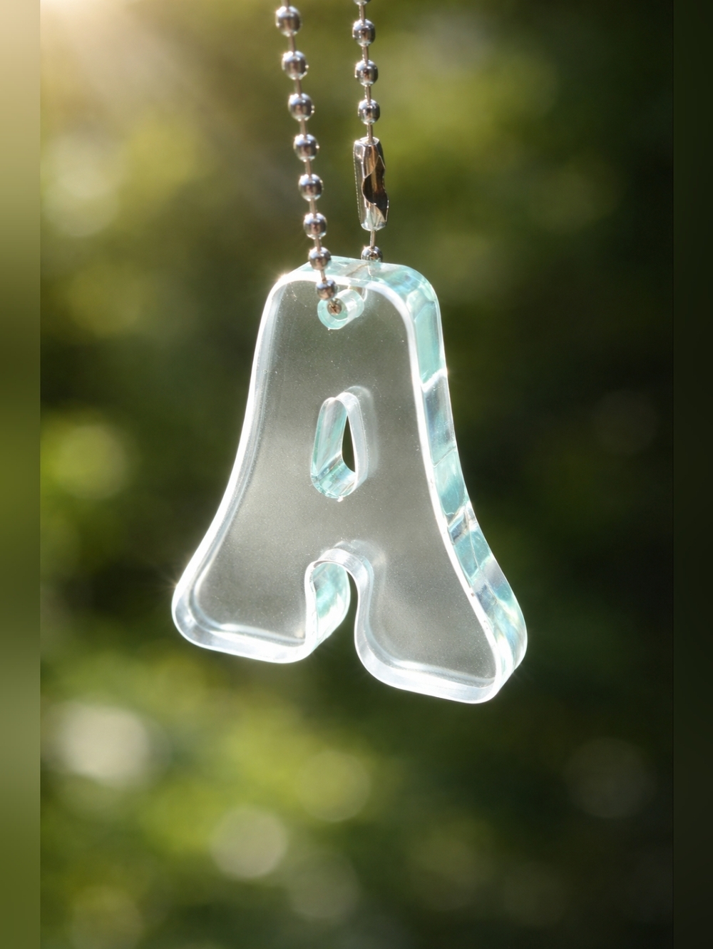 Ocean Green Resin Letter A Keychain Personalized Initial Charm Gift Cute - Picture 2 of 3